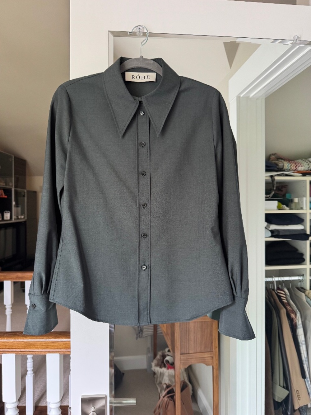 Róhe green button down shirt size 38